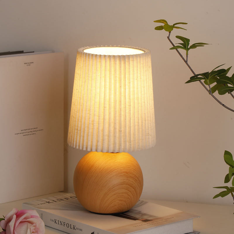 Modern Minimalist Cylinder Conical Fabric Ceramic 1-Light Table Lamp For Bedroom