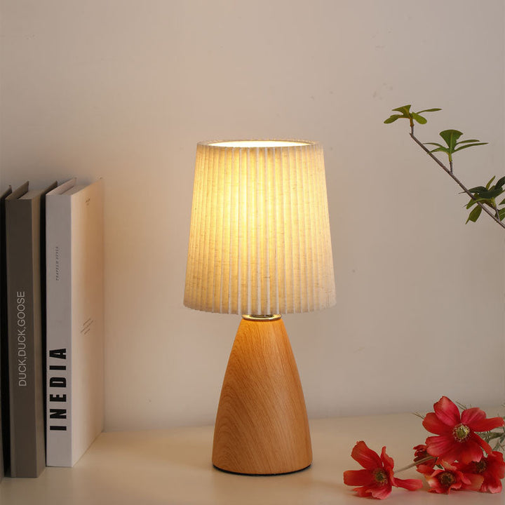 Modern Minimalist Cylinder Conical Fabric Ceramic 1-Light Table Lamp For Bedroom