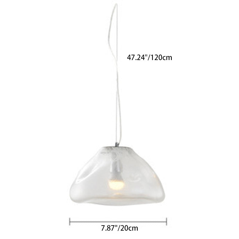 Contemporary Scandinavian Irregular Half Round Glass Hardware 1-Light Pendant Light For Living Room