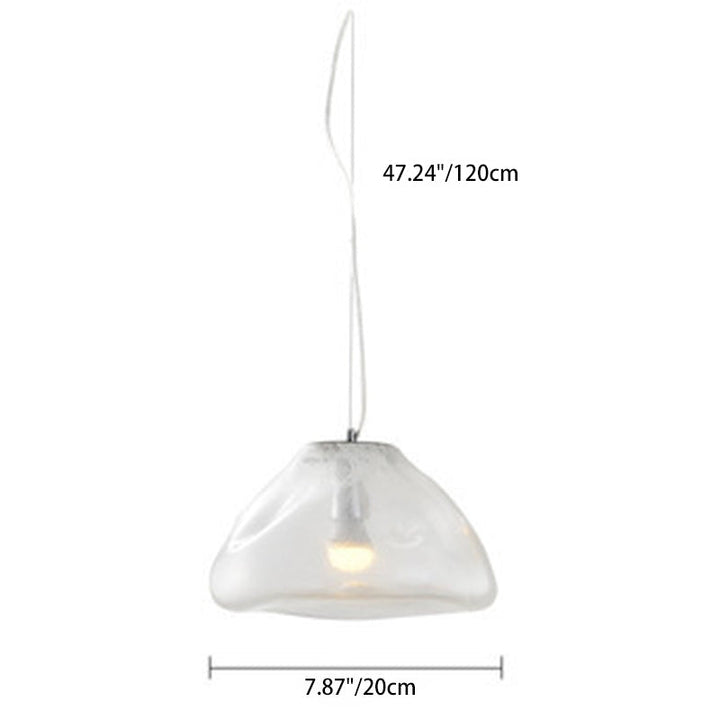 Contemporary Scandinavian Irregular Half Round Glass Hardware 1-Light Pendant Light For Living Room