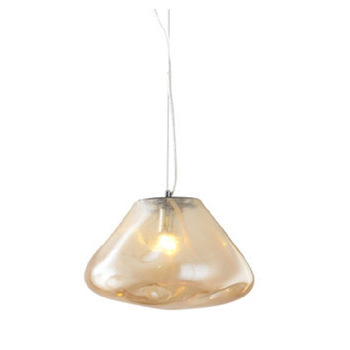 Contemporary Scandinavian Irregular Half Round Glass Hardware 1-Light Pendant Light For Living Room