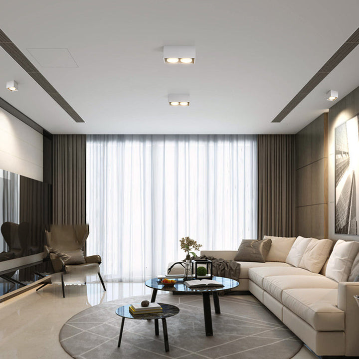 Modern Minimalist Iron Square Downlight 1/2/3/4-Light Flush Mount Ceiling Light For Living Room