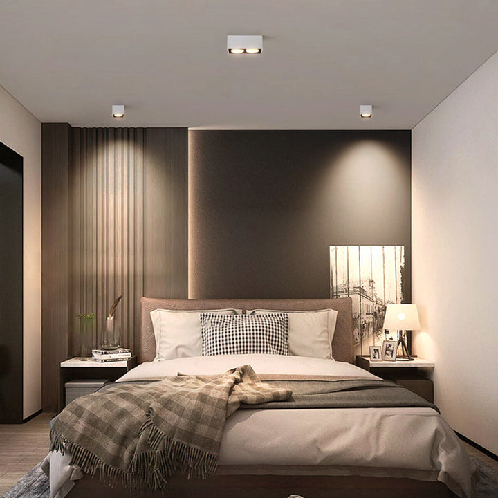 Modern Minimalist Iron Square Downlight 1/2/3/4-Light Flush Mount Ceiling Light For Living Room