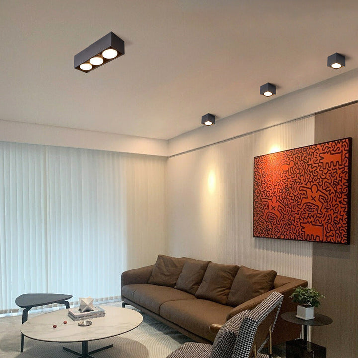 Modern Minimalist Iron Square Downlight 1/2/3/4-Light Flush Mount Ceiling Light For Living Room