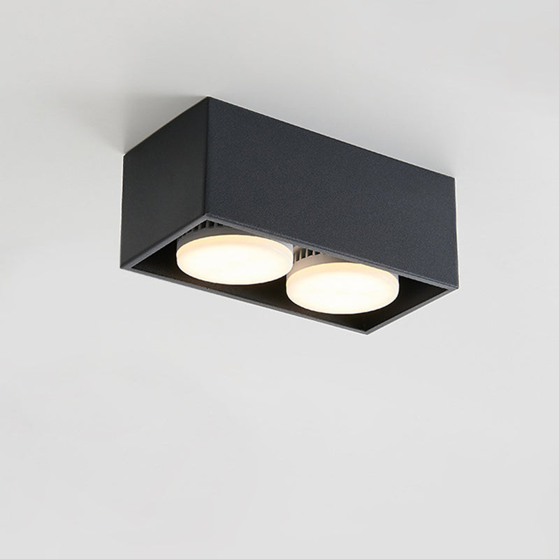 Modern Minimalist Iron Square Downlight 1/2/3/4-Light Flush Mount Ceiling Light For Living Room