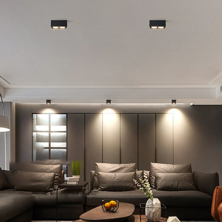 Modern Minimalist Iron Square Downlight 1/2/3/4-Light Flush Mount Ceiling Light For Living Room