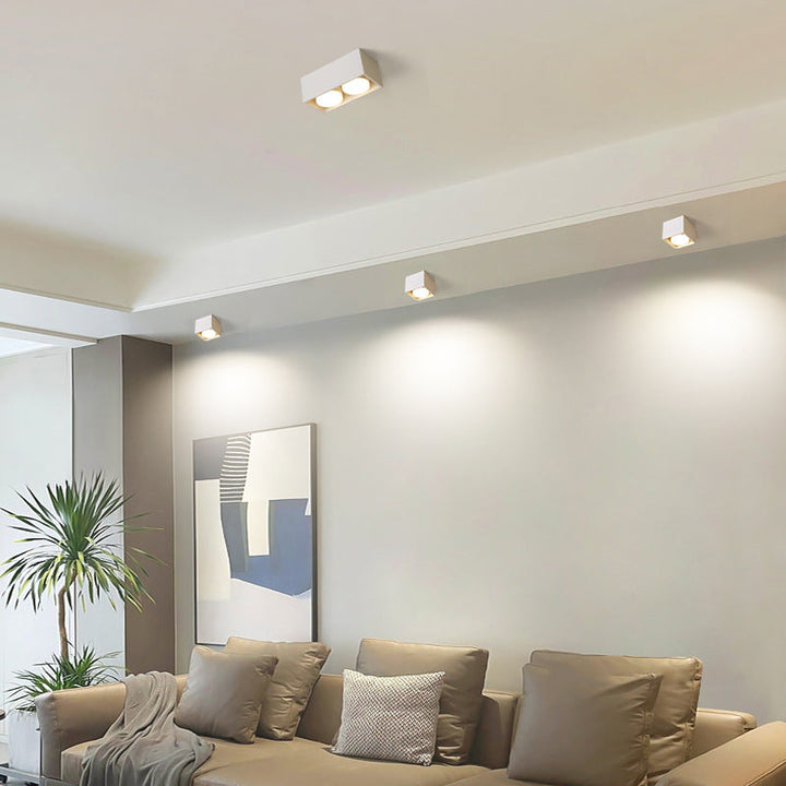 Modern Minimalist Iron Square Downlight 1/2/3/4-Light Flush Mount Ceiling Light For Living Room