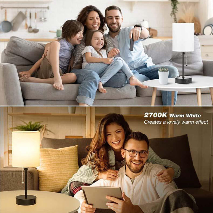 Modern Simplicity Fabric Iron Cylinder Zipper USB Rechargeable 1-Light Table Lamp For Bedside