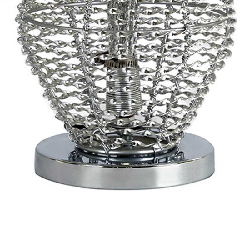 Modern Art Deco Aluminum Wire Weaving Decorative Vase Rose LED Table Lamp For Bedroom