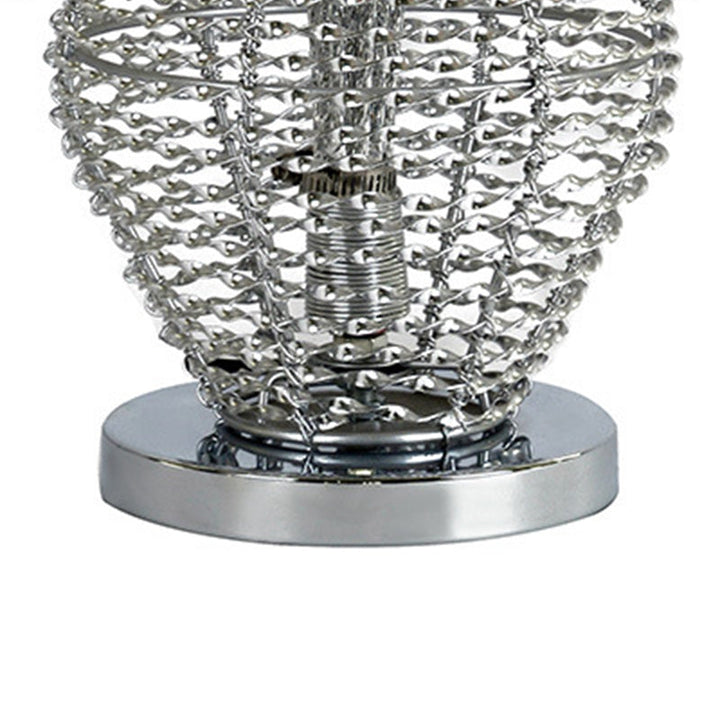 Modern Art Deco Aluminum Wire Weaving Decorative Vase Rose LED Table Lamp For Bedroom