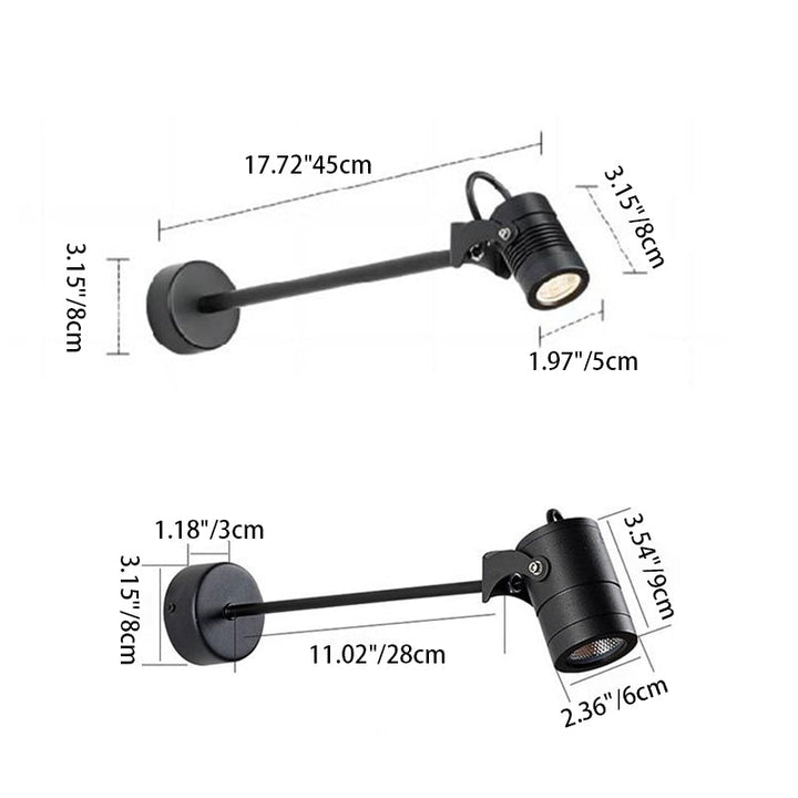 Modern Simplicity Waterproof Aluminum Iron Adjustable Cylinder Long Pole LED Wall Sconce Lamp For Outdoor Patio