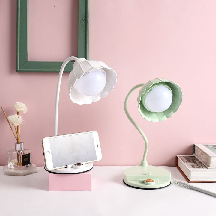 Contemporary Scandinavian ABS PP Rechargeable Touch Sensor Flower LED Table Lamp For Bedside