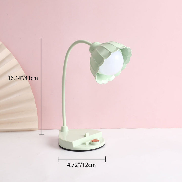 Contemporary Scandinavian ABS PP Rechargeable Touch Sensor Flower LED Table Lamp For Bedside