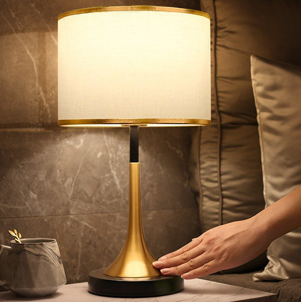 Metal &amp; Fabric Table Lamp, Contemporary Retro Design for Bedside | Havora Lighting