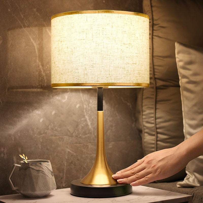 Metal &amp; Fabric Table Lamp, Contemporary Retro Design for Bedside | Havora Lighting