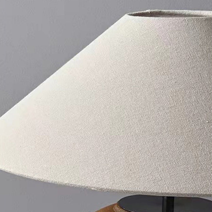 Traditional Japanese Fabric Ceramic Pot Conic 1-Light Table Lamp For Bedside
