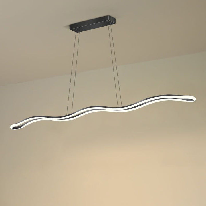 Contemporary Nordic Iron Aluminum Silica Wave Line LED Chandeliers Island Light For Dining Room