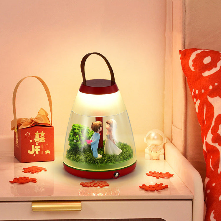 Contemporary Creative Rechargeable ABS Acrylic Cylinder Animal Wedding Portable LED Table Lamp Night Light For Dining Room
