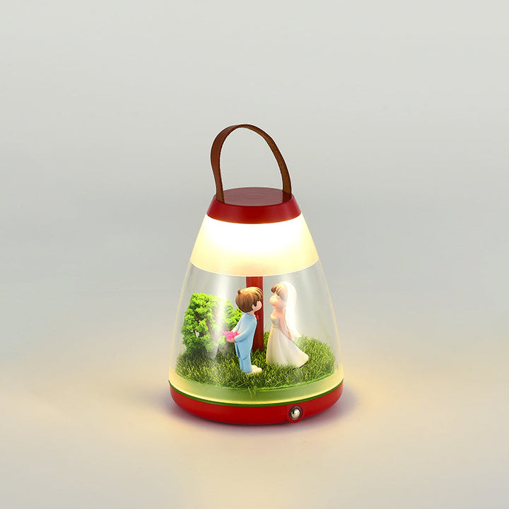 Contemporary Creative Rechargeable ABS Acrylic Cylinder Animal Wedding Portable LED Table Lamp Night Light For Dining Room