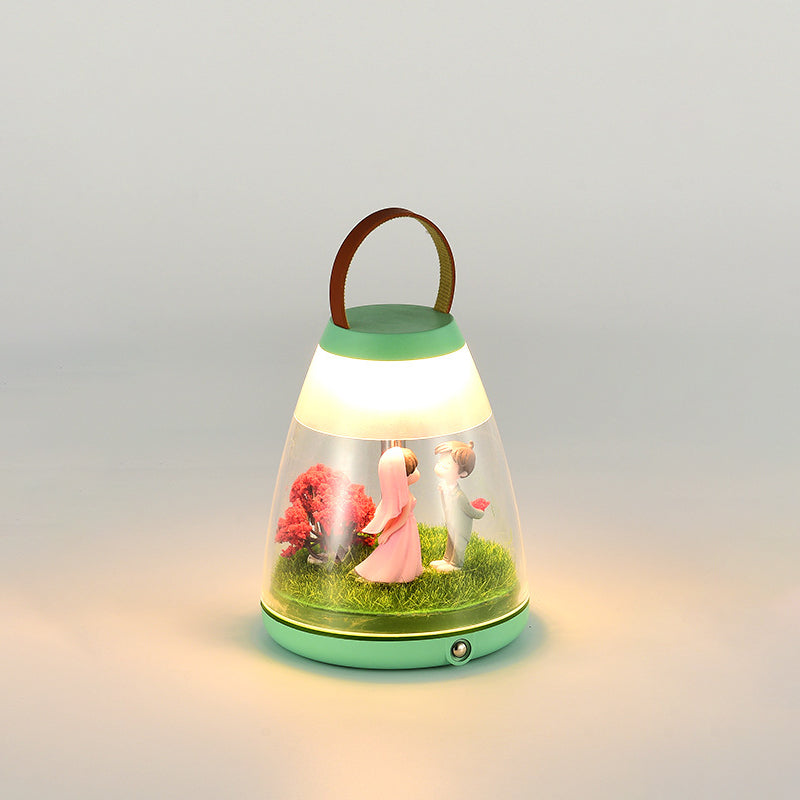 Contemporary Creative Rechargeable ABS Acrylic Cylinder Animal Wedding Portable LED Table Lamp Night Light For Dining Room