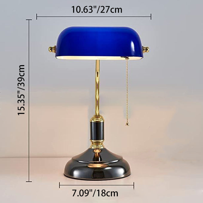 Contemporary Retro Glass Metal Strip Pull Switch 1-Light Table Lamp For Study