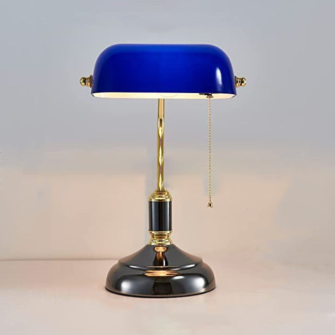 Contemporary Retro Glass Metal Strip Pull Switch 1-Light Table Lamp For Study