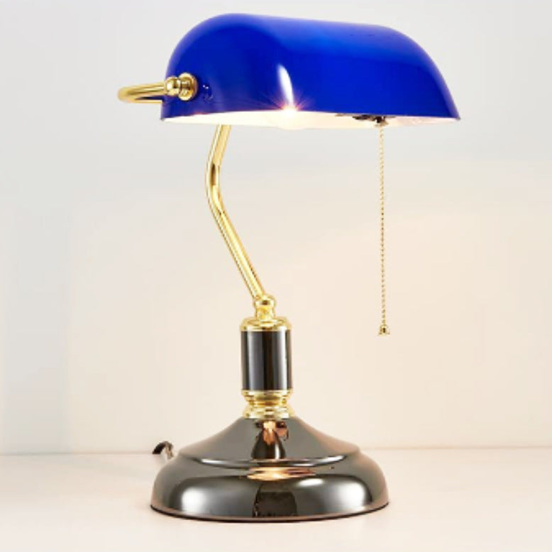 Contemporary Retro Glass Metal Strip Pull Switch 1-Light Table Lamp For Study