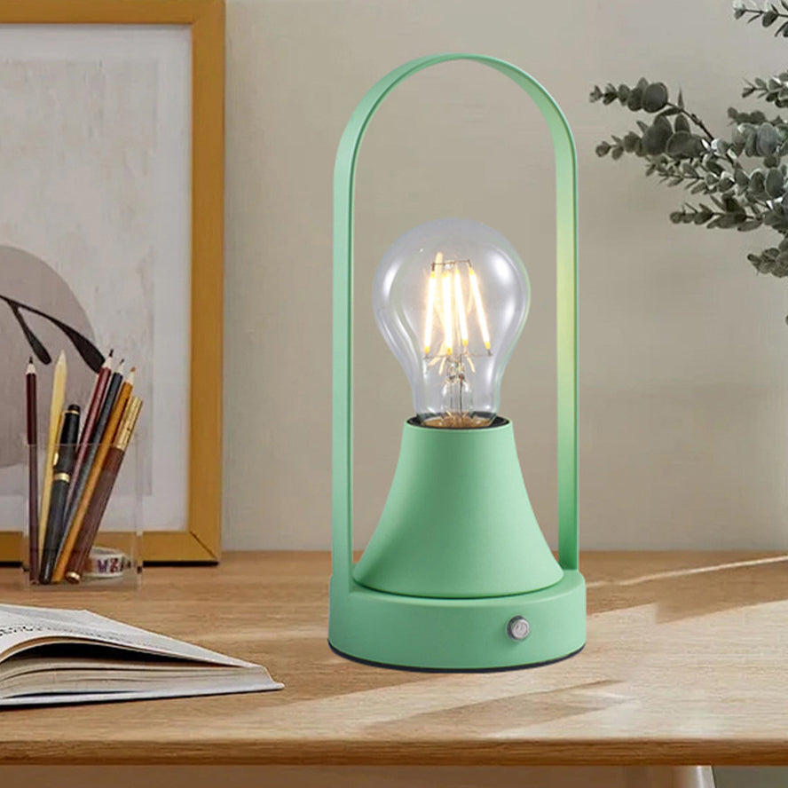 Contemporary Retro Rechargeable USB Iron Aluminum Bulb Portable 1-Light Table Lamp Night Light For Bedside