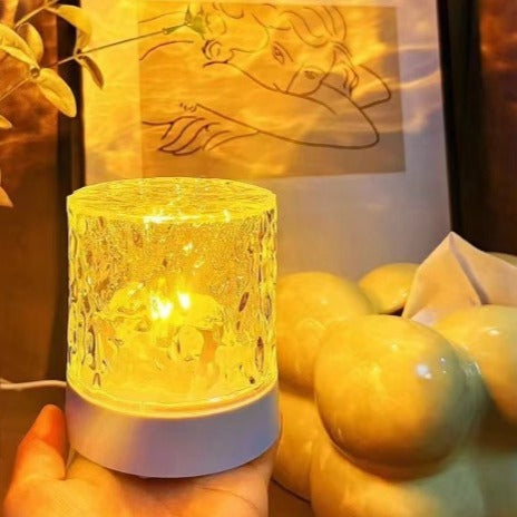 Contemporary Creative USB Rechargeable Acrylic Cylinder Ripple LED Table Lamp Night Light For Bedroom