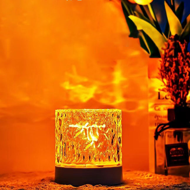 Contemporary Creative USB Rechargeable Acrylic Cylinder Ripple LED Table Lamp Night Light For Bedroom