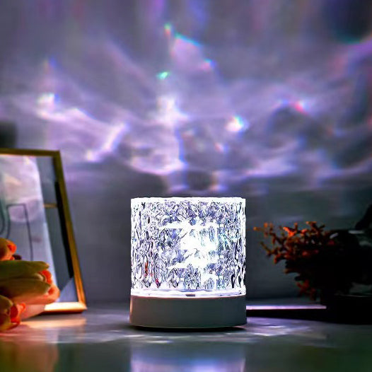 Contemporary Creative USB Rechargeable Acrylic Cylinder Ripple LED Table Lamp Night Light For Bedroom
