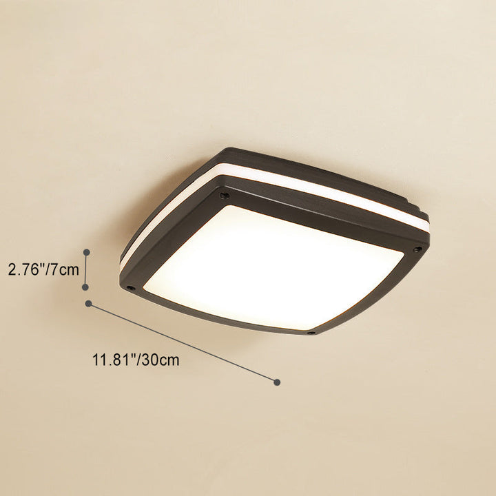 Modern Simplicity Waterproof Aluminum Acrylic Square Line LED Outdoor Flush Mount Ceiling Light For Outdoor Patio