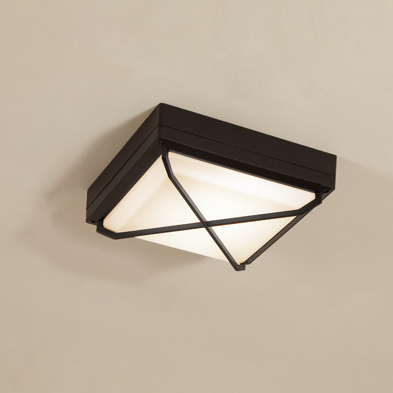 Modern Simplicity Waterproof Aluminum Acrylic Square Line LED Outdoor Flush Mount Ceiling Light For Outdoor Patio
