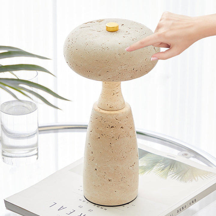 Traditional Japanese Rechargeable Marble Pattern Acrylic Column LED Table Lamp For Bedside