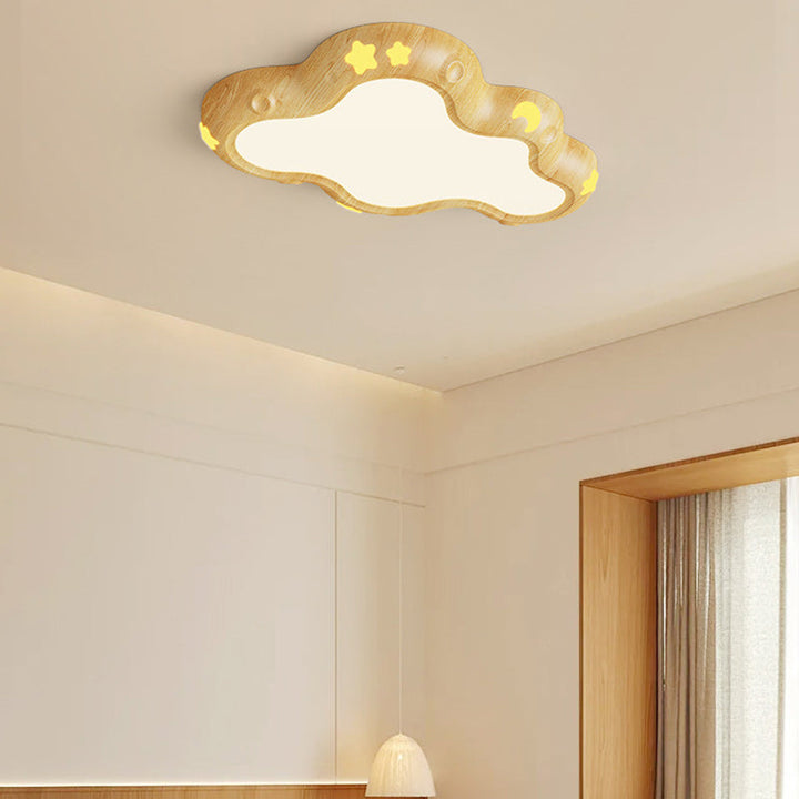 Contemporary Scandinavian Kids Cloud Iron Acrylic LED Flush Mount Ceiling Light For Bedroom