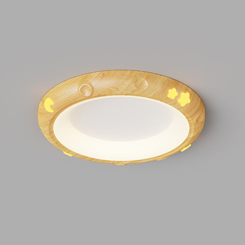Contemporary Retro Kids Round Star Iron Acrylic LED Flush Mount Ceiling Light For Bedroom