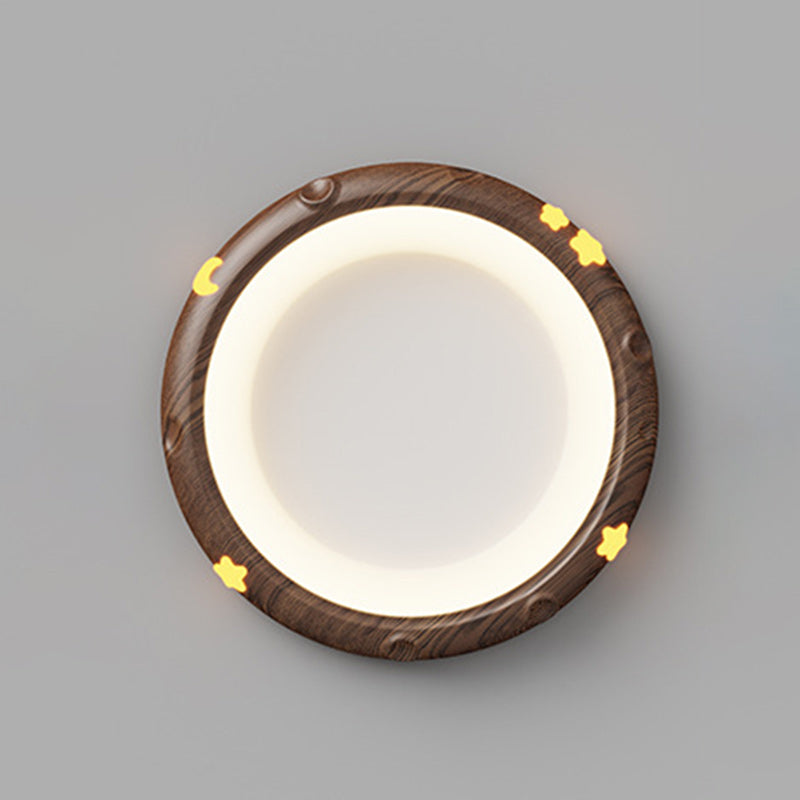 Contemporary Retro Kids Round Star Iron Acrylic LED Flush Mount Ceiling Light For Bedroom