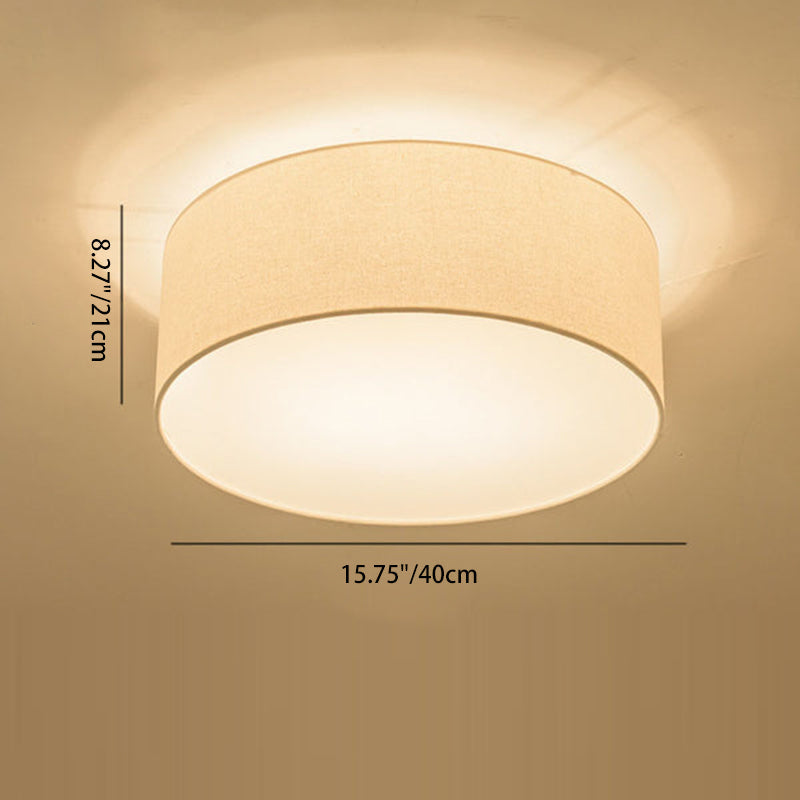 Modern Minimalist Round Drum Iron Fabric 3/5 Light Flush Mount Ceiling Light For Living Room