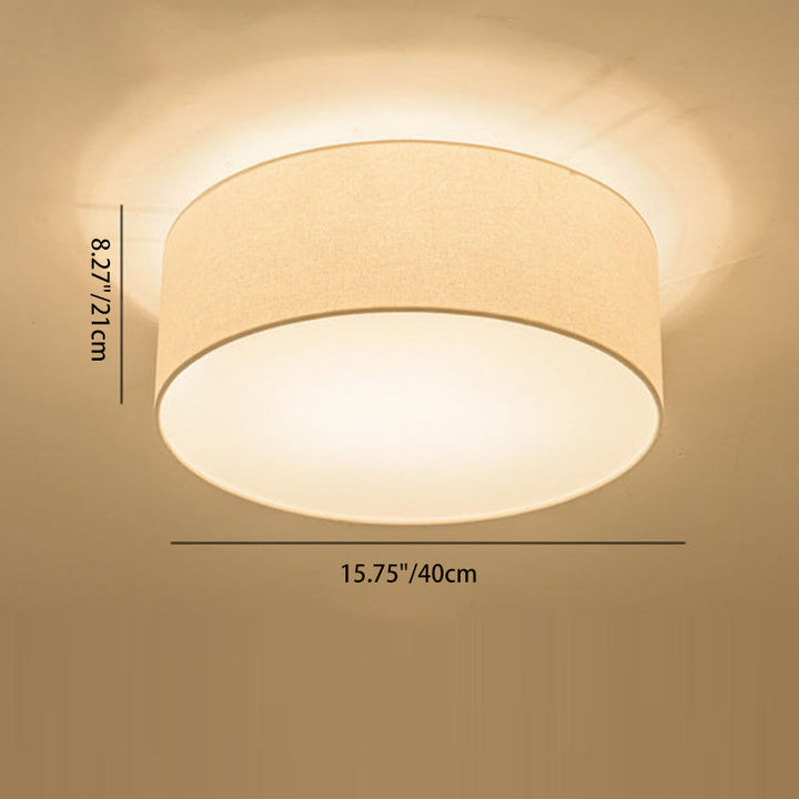 Modern Minimalist Round Drum Iron Fabric 3/5 Light Flush Mount Ceiling Light For Living Room