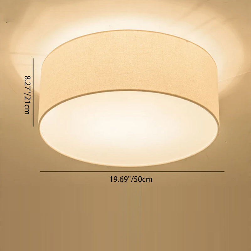Modern Minimalist Round Drum Iron Fabric 3/5 Light Flush Mount Ceiling Light For Living Room
