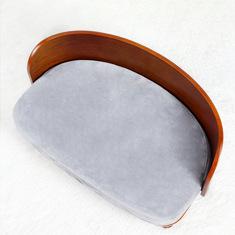 Modern Minimalist Rectangular Curved Medium Density Fiberboard Velvet Cat Bed Dog Bed For Bedroom