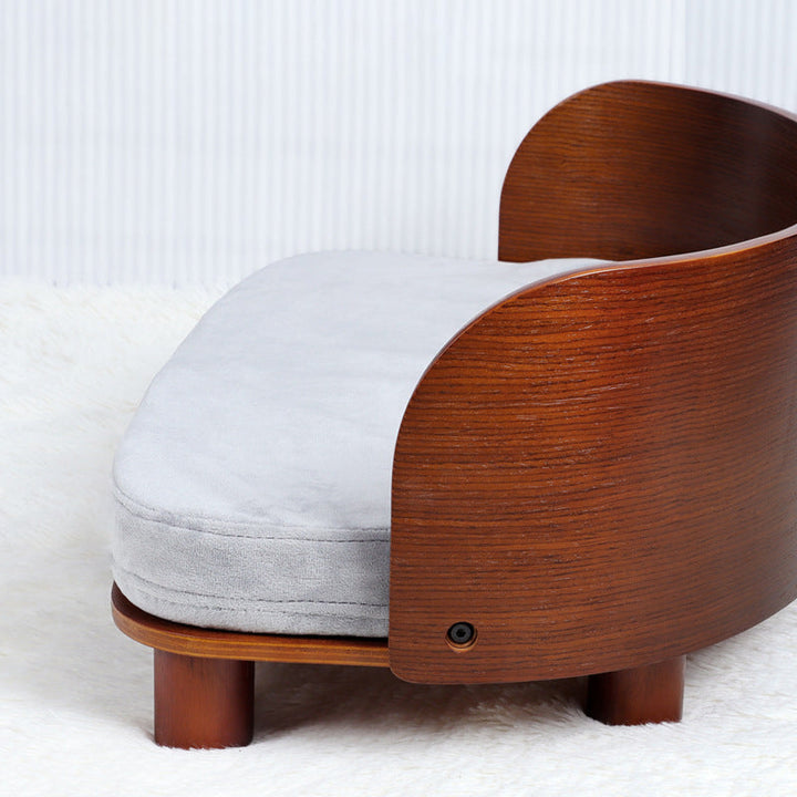 Modern Minimalist Rectangular Curved Medium Density Fiberboard Velvet Cat Bed Dog Bed For Bedroom