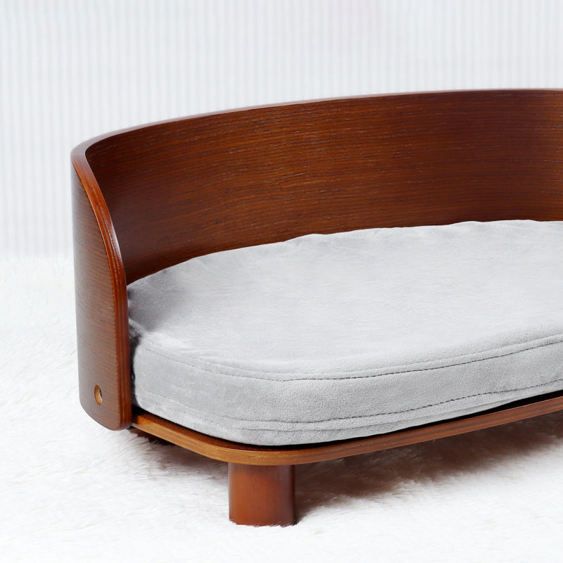 Modern Minimalist Rectangular Curved Medium Density Fiberboard Velvet Cat Bed Dog Bed For Bedroom