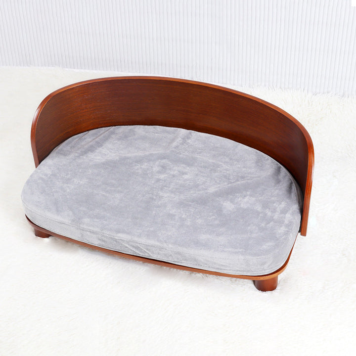 Modern Minimalist Rectangular Curved Medium Density Fiberboard Velvet Cat Bed Dog Bed For Bedroom
