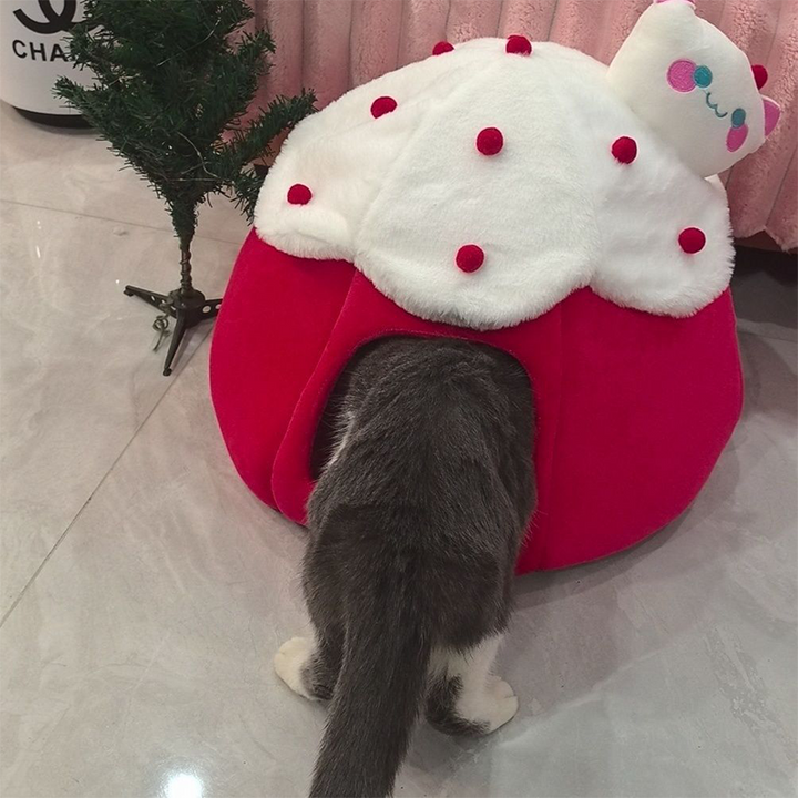 Contemporary Creative Cylindrical Cake-Shaped Velvet Sponge Cat Bed For Living Room