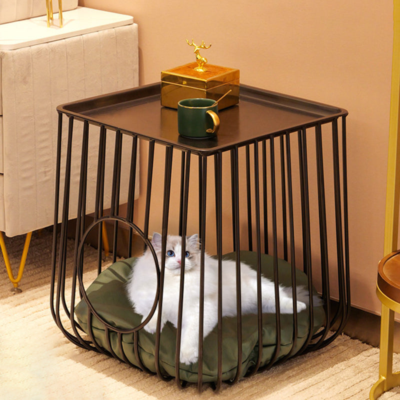 Modern Minimalist Cylindrical Rectangular Hollow Design Iron Tech Fabric Cat Bed For Bedroom