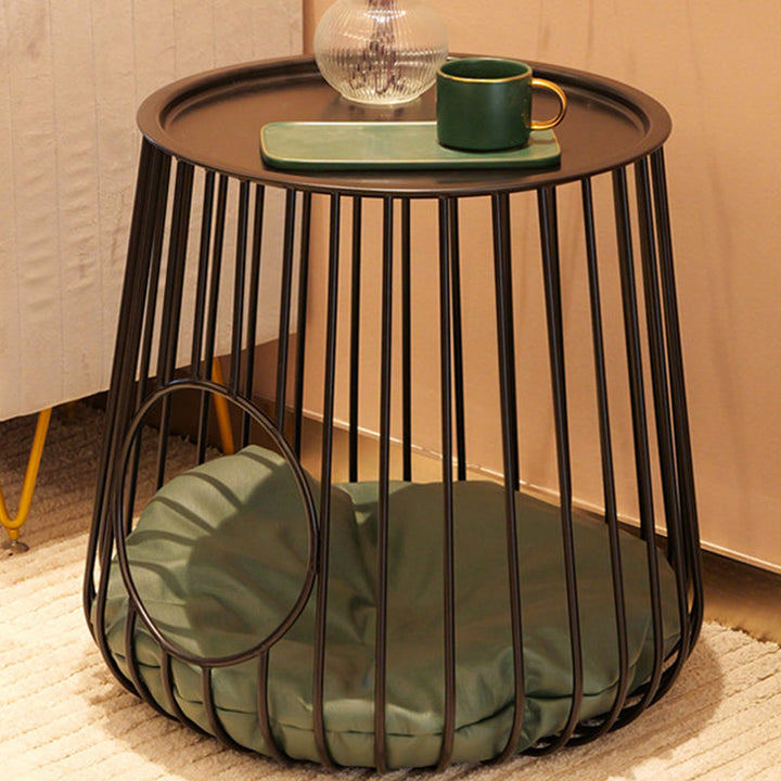 Modern Minimalist Cylindrical Rectangular Hollow Design Iron Tech Fabric Cat Bed For Bedroom