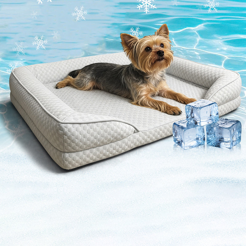 Modern Minimalist Rectangular Honeycomb Design Fabric Cooling Cat Bed &amp; Dog Bed For Bedroom