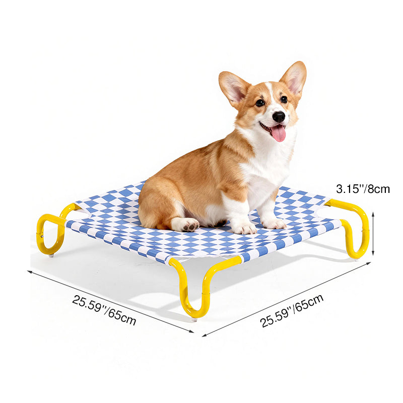 Contemporary Creative Square Checkered Design Oxford Fabric Iron Cat Bed &amp; Dog Bed For Bedroom
