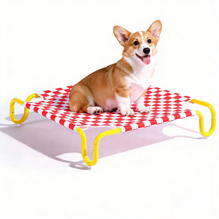 Contemporary Creative Square Checkered Design Oxford Fabric Iron Cat Bed &amp; Dog Bed For Bedroom
